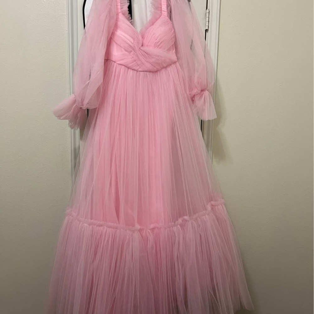 Chic Long Sleeve Pink Tulle Dress